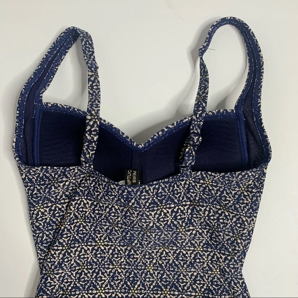 Niptuck Swim Navy Nautical Foil Joanne Twist Front Tummy Control Swimsuit